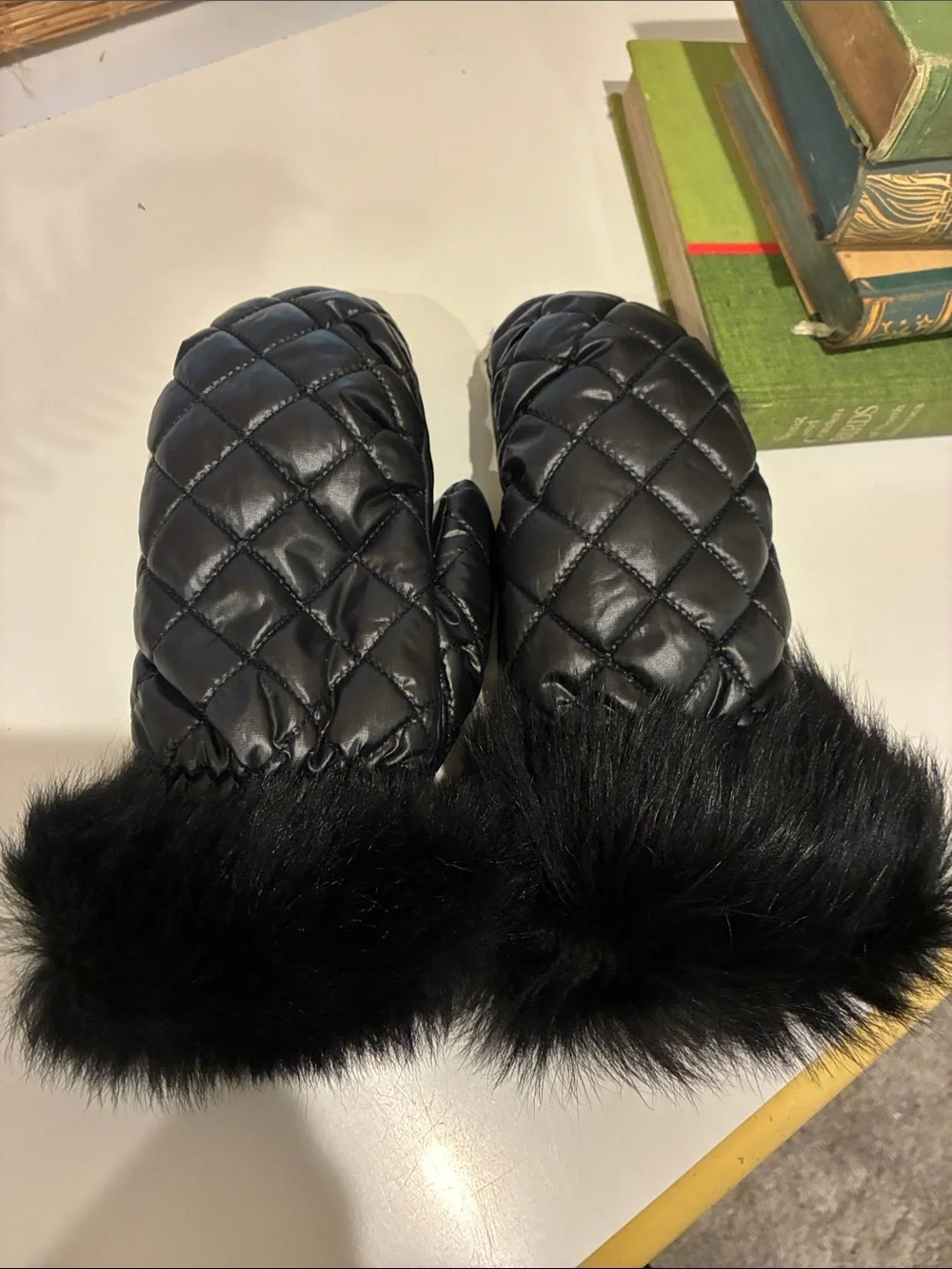 UGG Women's Quilted Shearling Mittens Black with Touchscreen